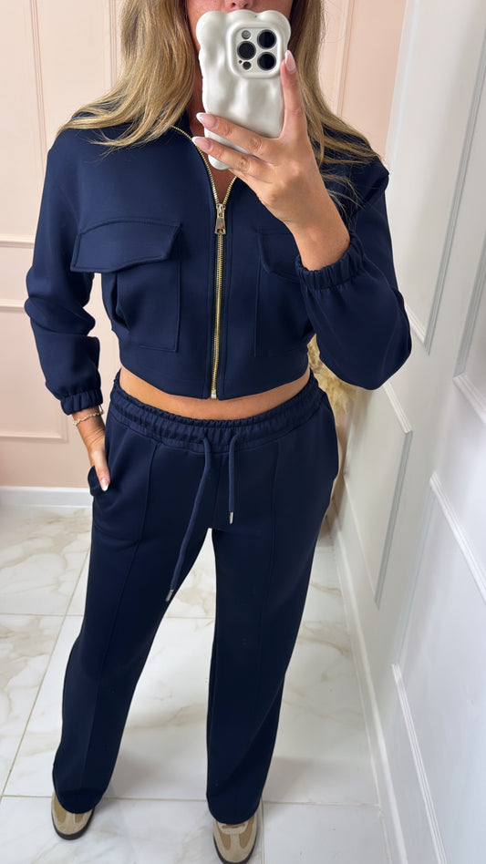 MIA navy zip up utility lounge set