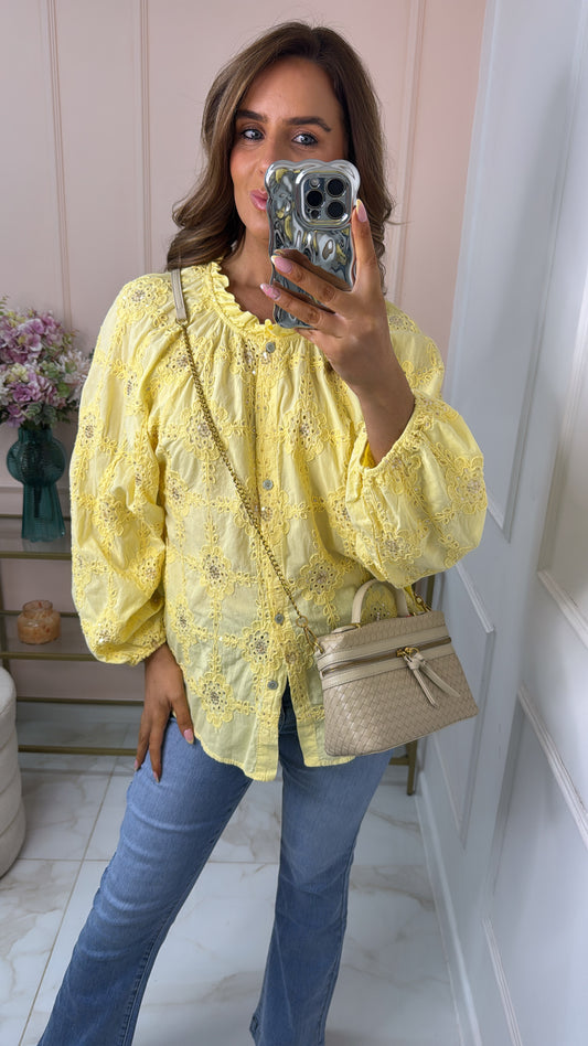 POPPY yellow embroidered shirt