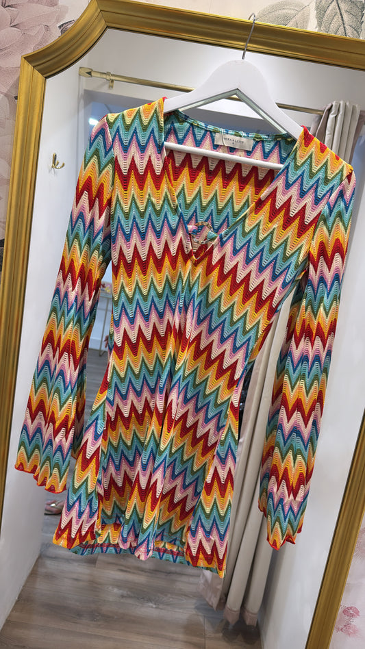 SARAH multi crochet mini dress