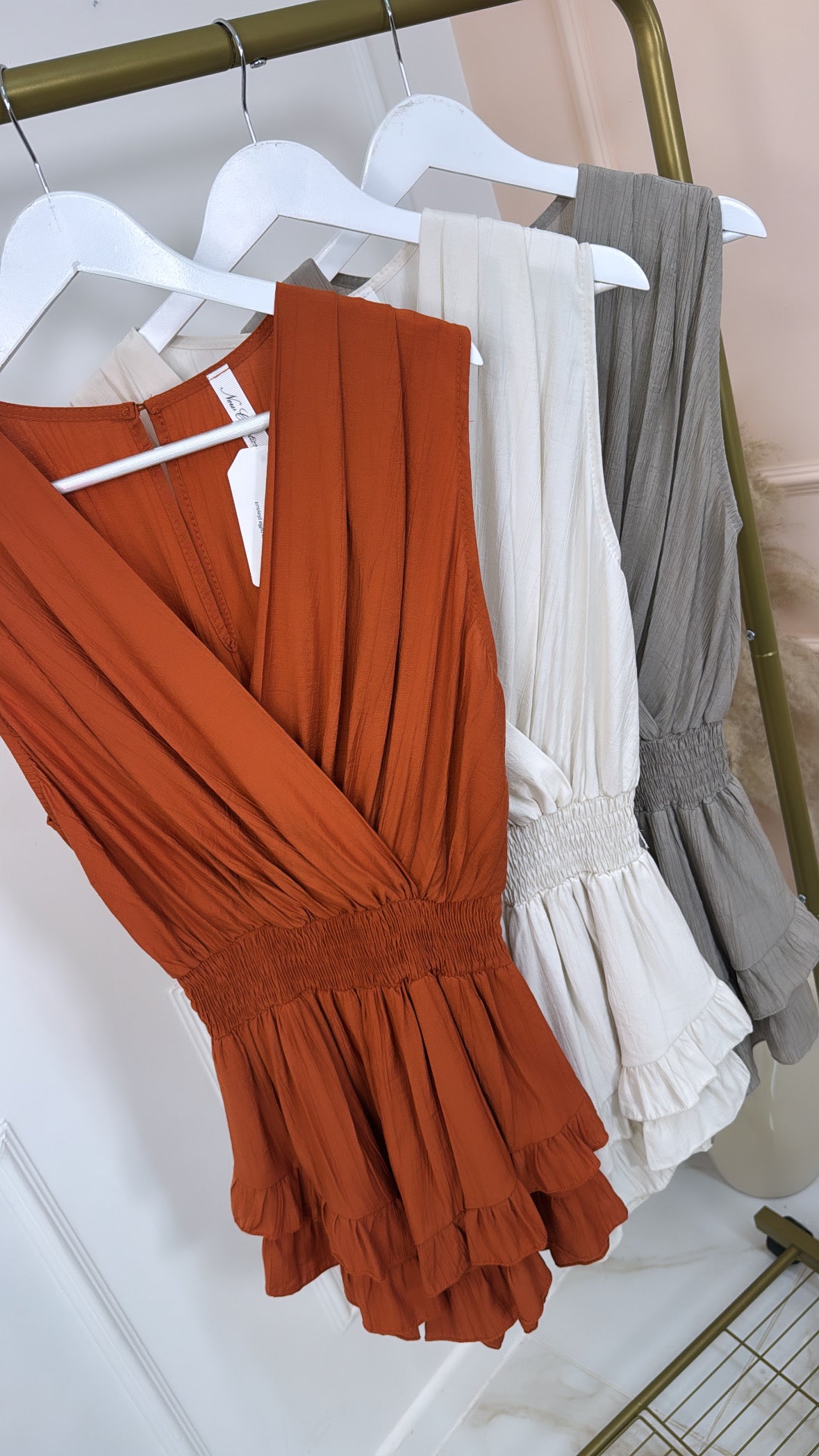 REMI rust crossover ruffle playsuit