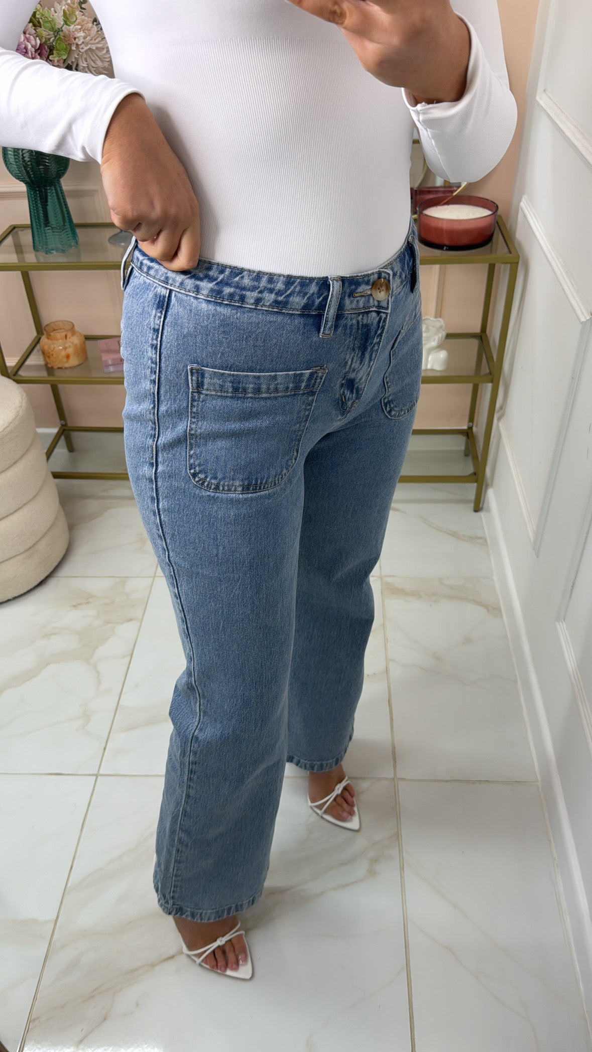NADA light wash pocket detail flare jeans