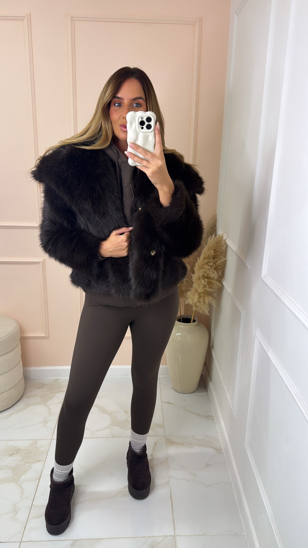 KEELEY brown faux fur soft jacket
