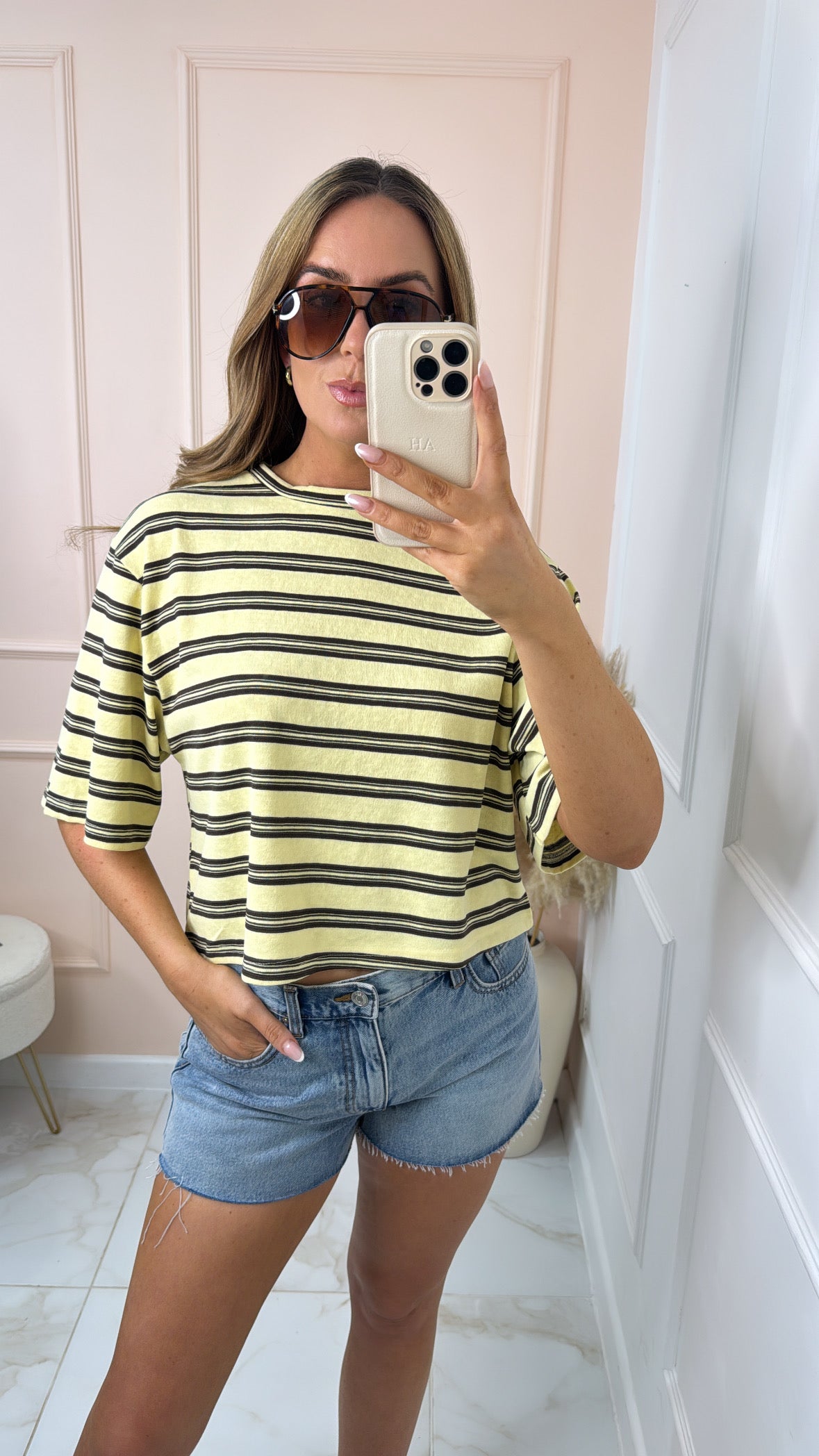 DARYL lemon stripe oversized t-shirt
