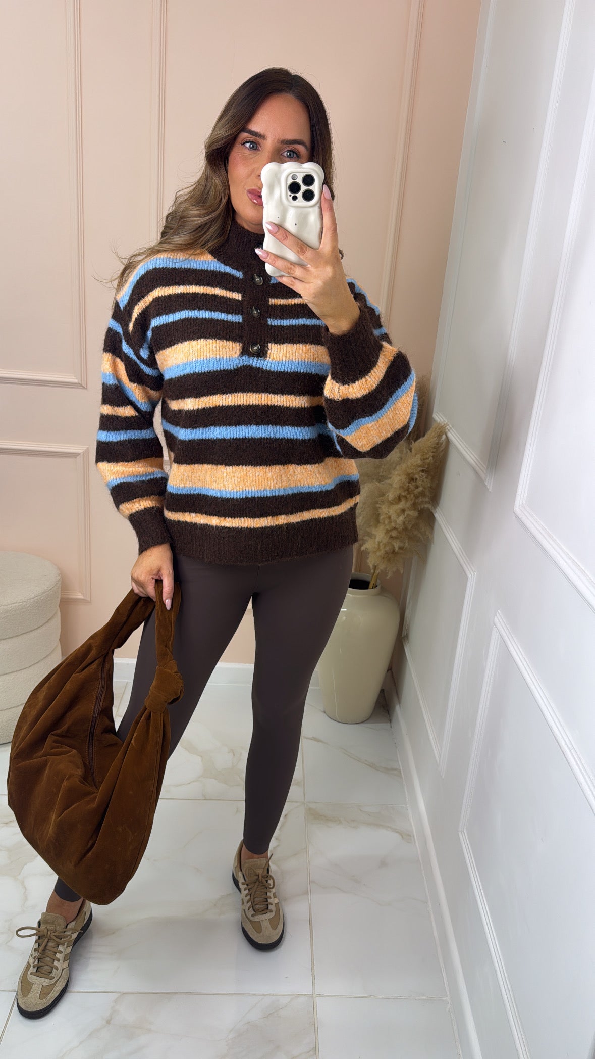 BELLE brown multi stripe knit jumper