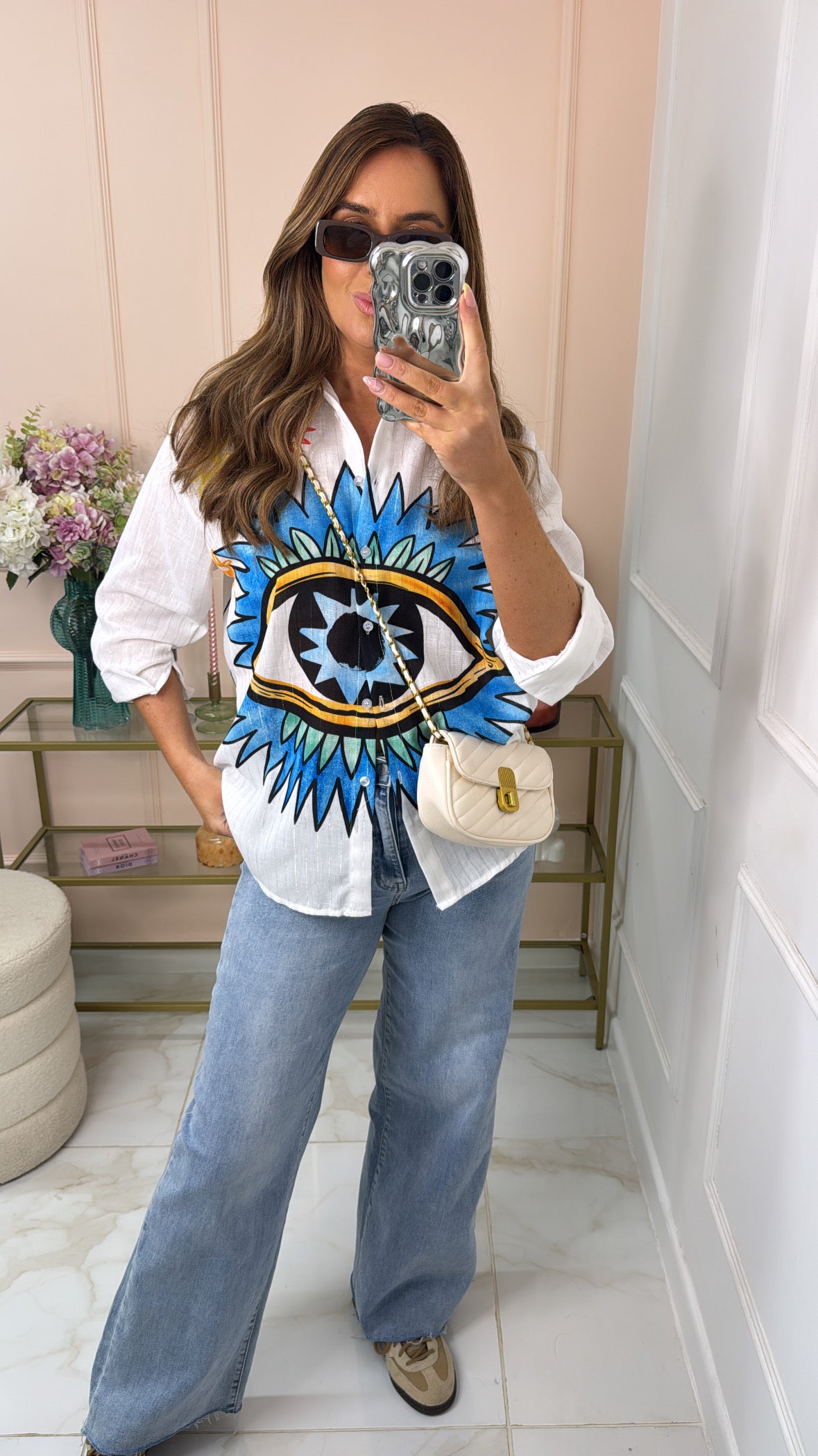 PIPER white eye printed shirt