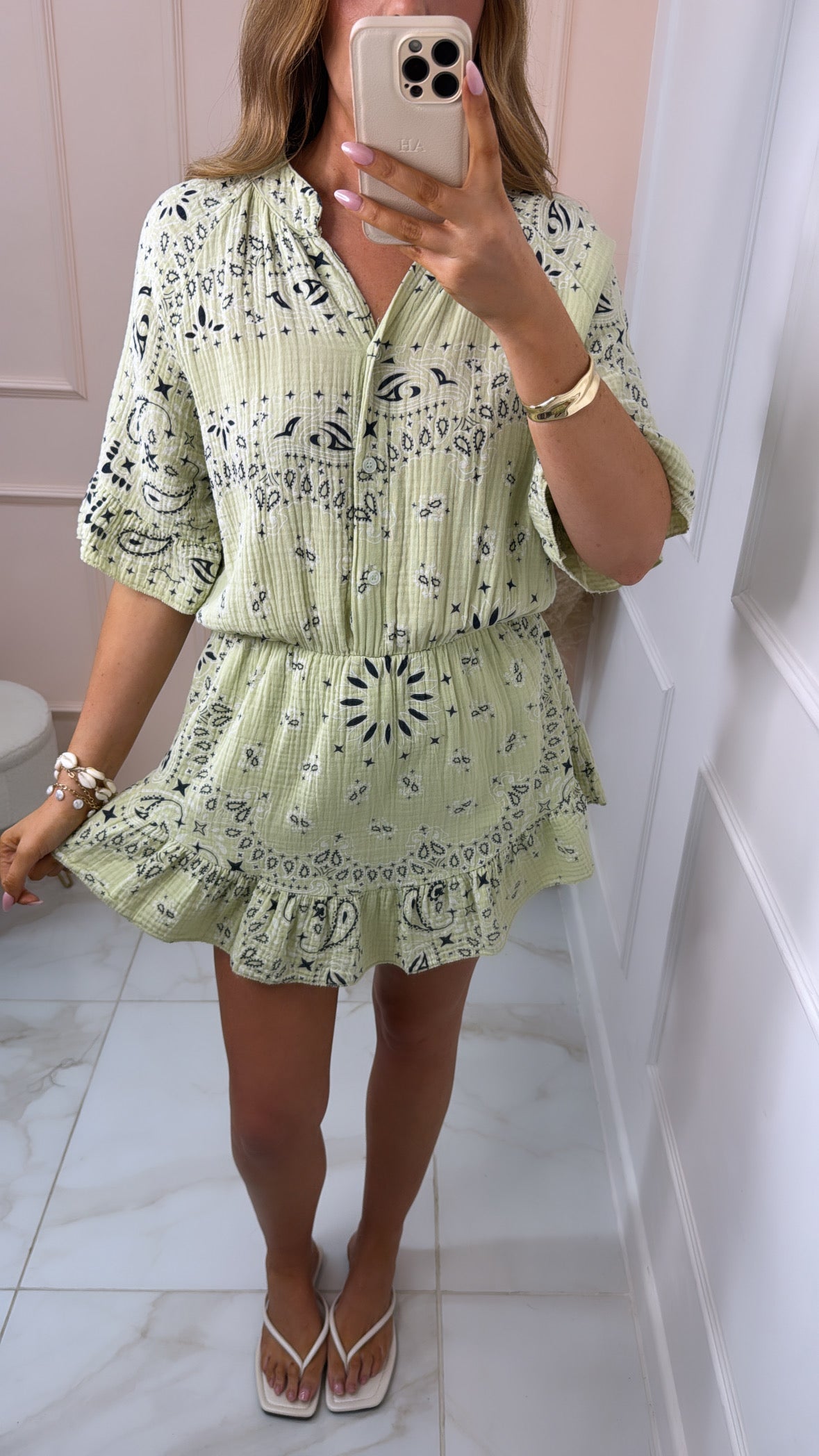 NADA lime bandana print playsuit