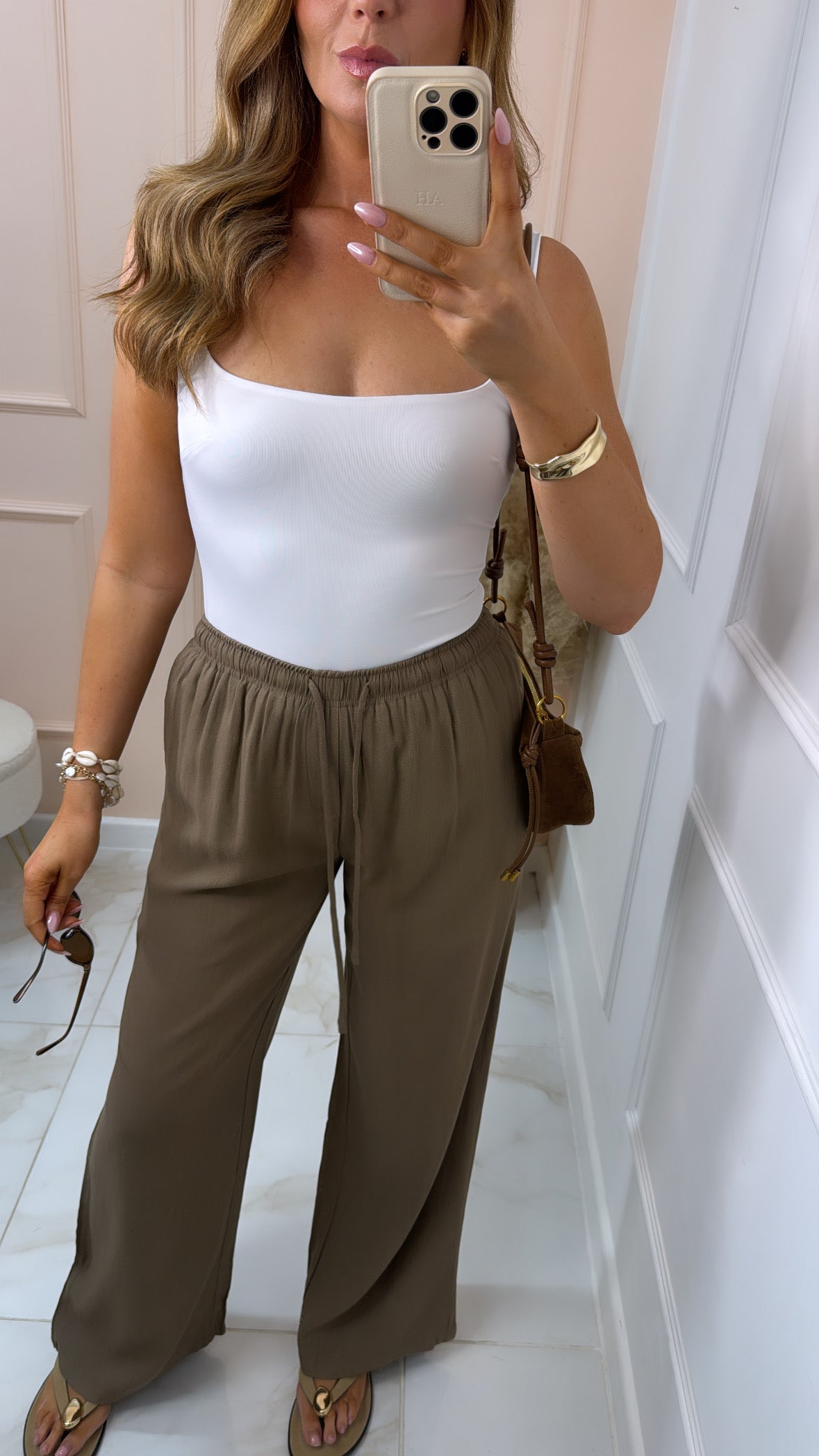 REMI taupe floaty trousers