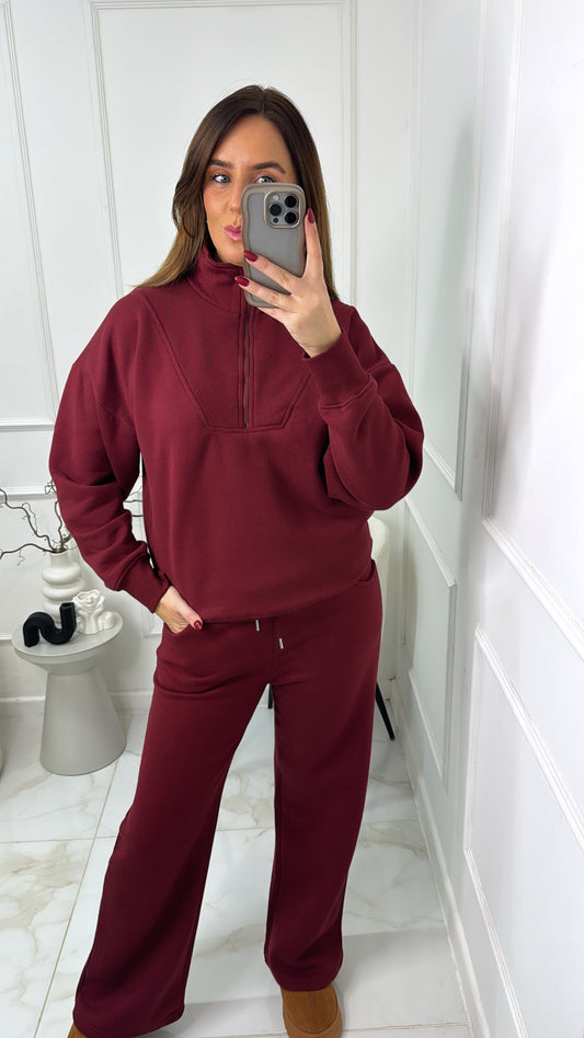 MAEVE burgundy half zip lounge set