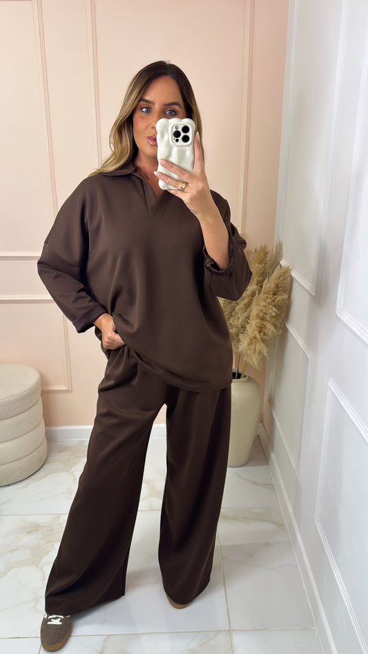 HATTIE brown relaxed fit lounge set