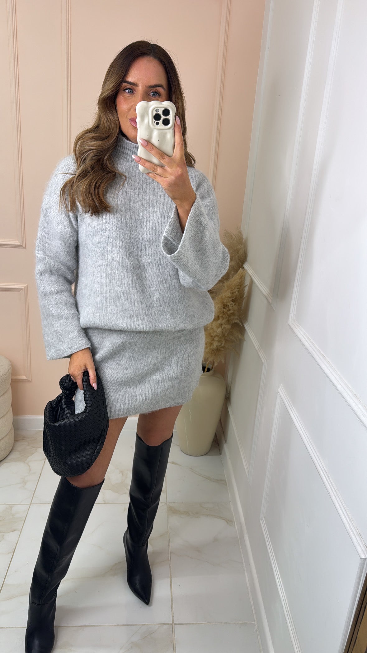ISLA grey knitted skirt co ord