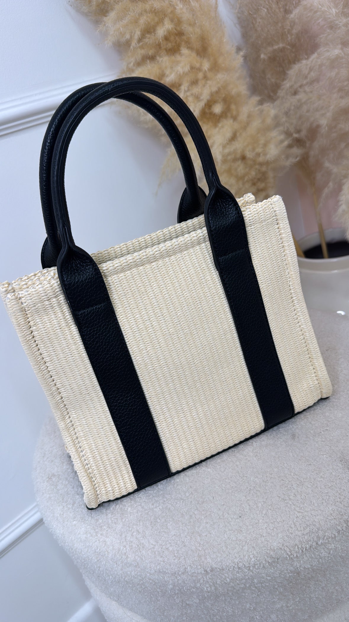 APRIL black woven tote bag