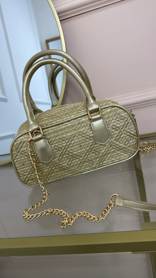 SERINA beige woven crossbody bag