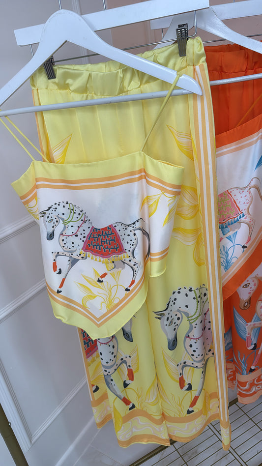 LAYLA lemon printed handkerchief trouser set