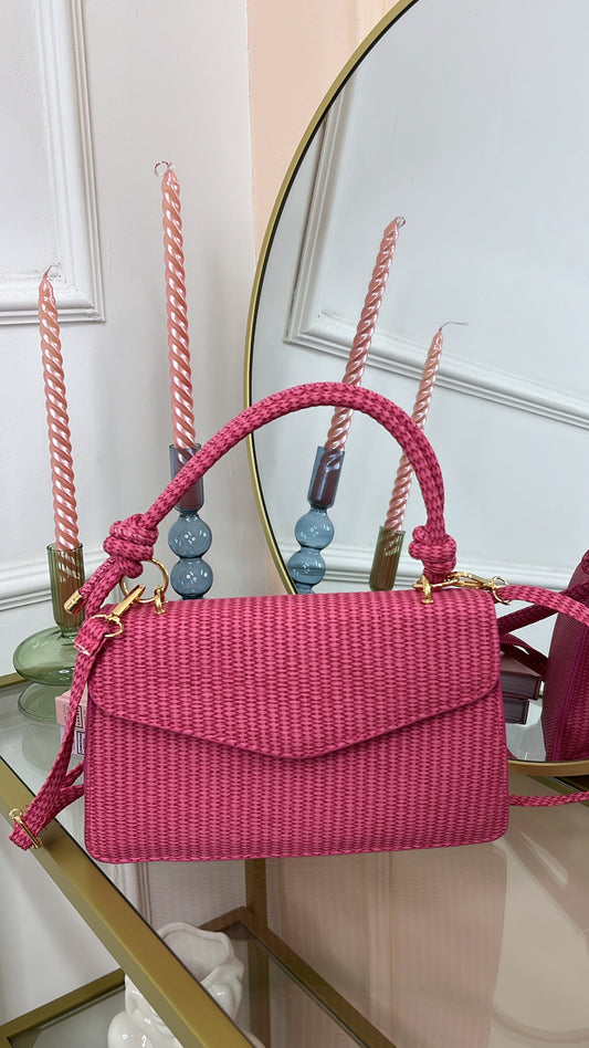SADIE pink textured rope crossbody bag