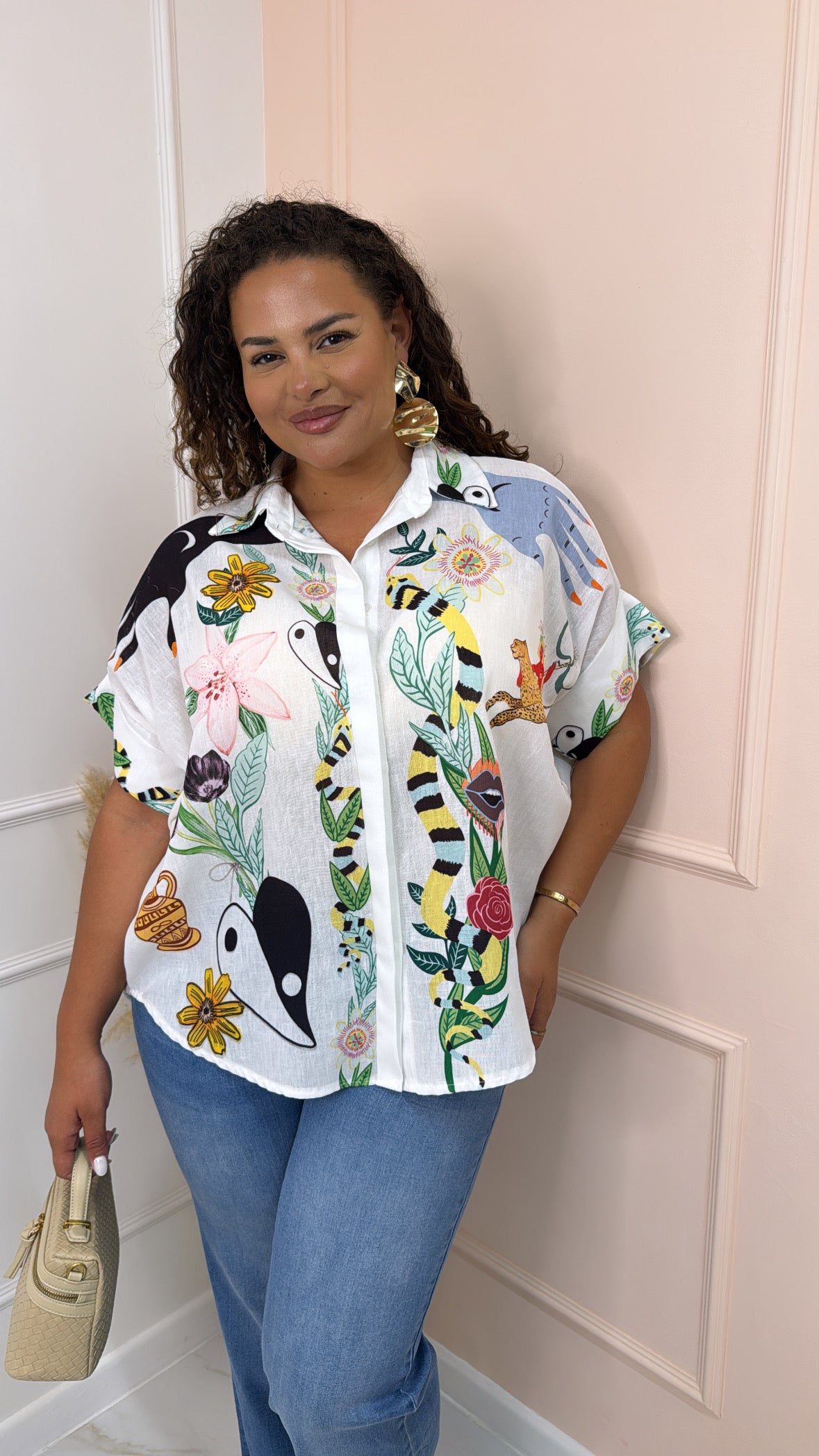 IRIS white graphic printed blouse
