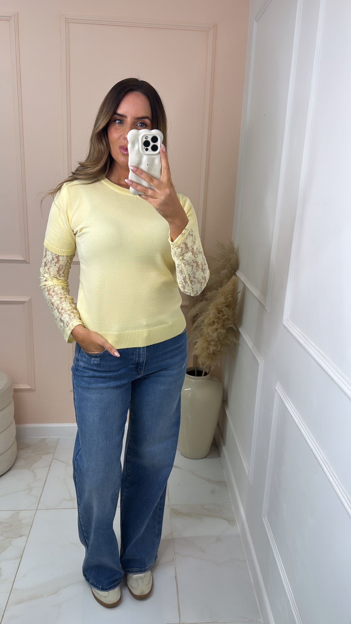 DARCY lemon lace fine knit top