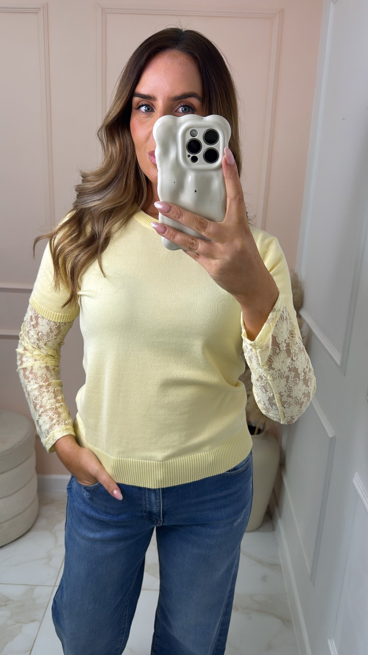 DARCY lemon lace fine knit top