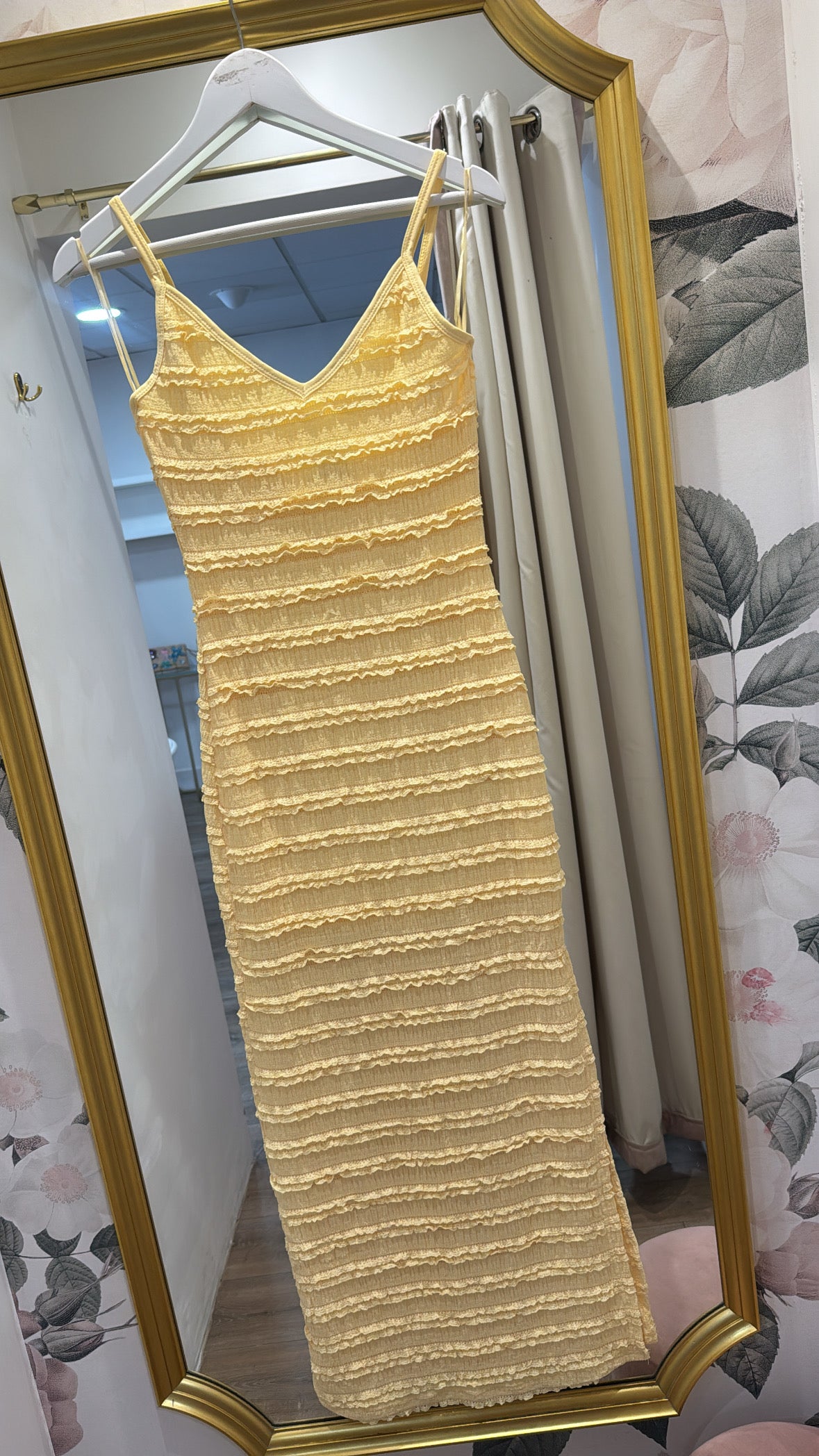 LOTTIE lemon textured maxi dress