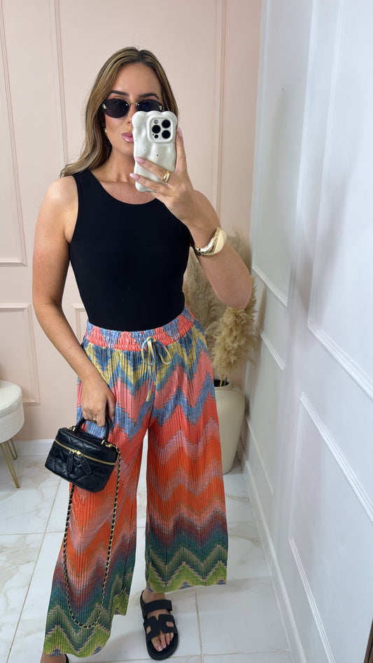 PAIGE orange zig zag print trousers