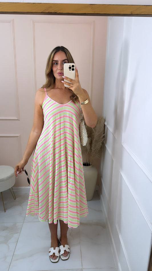 LORI pink stripe maxi dress