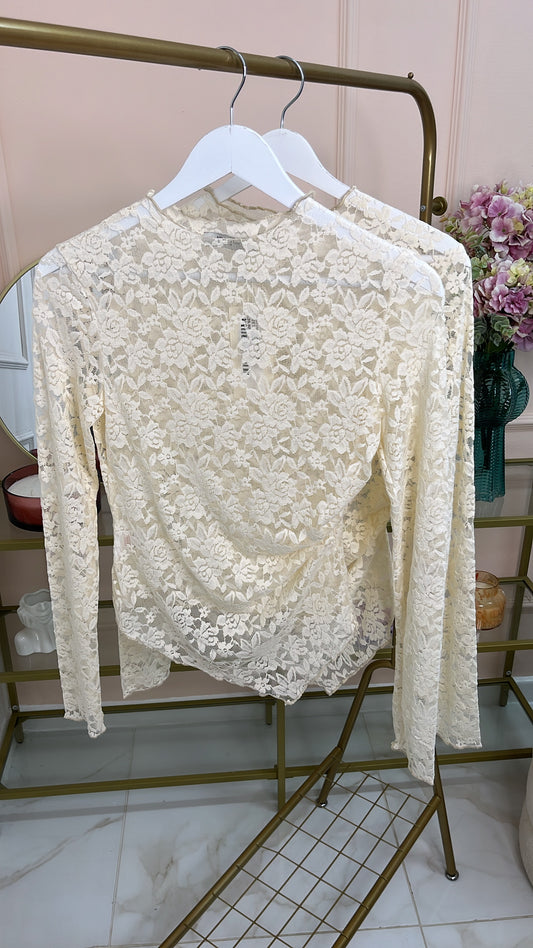 EMMA cream lace asymmetric top