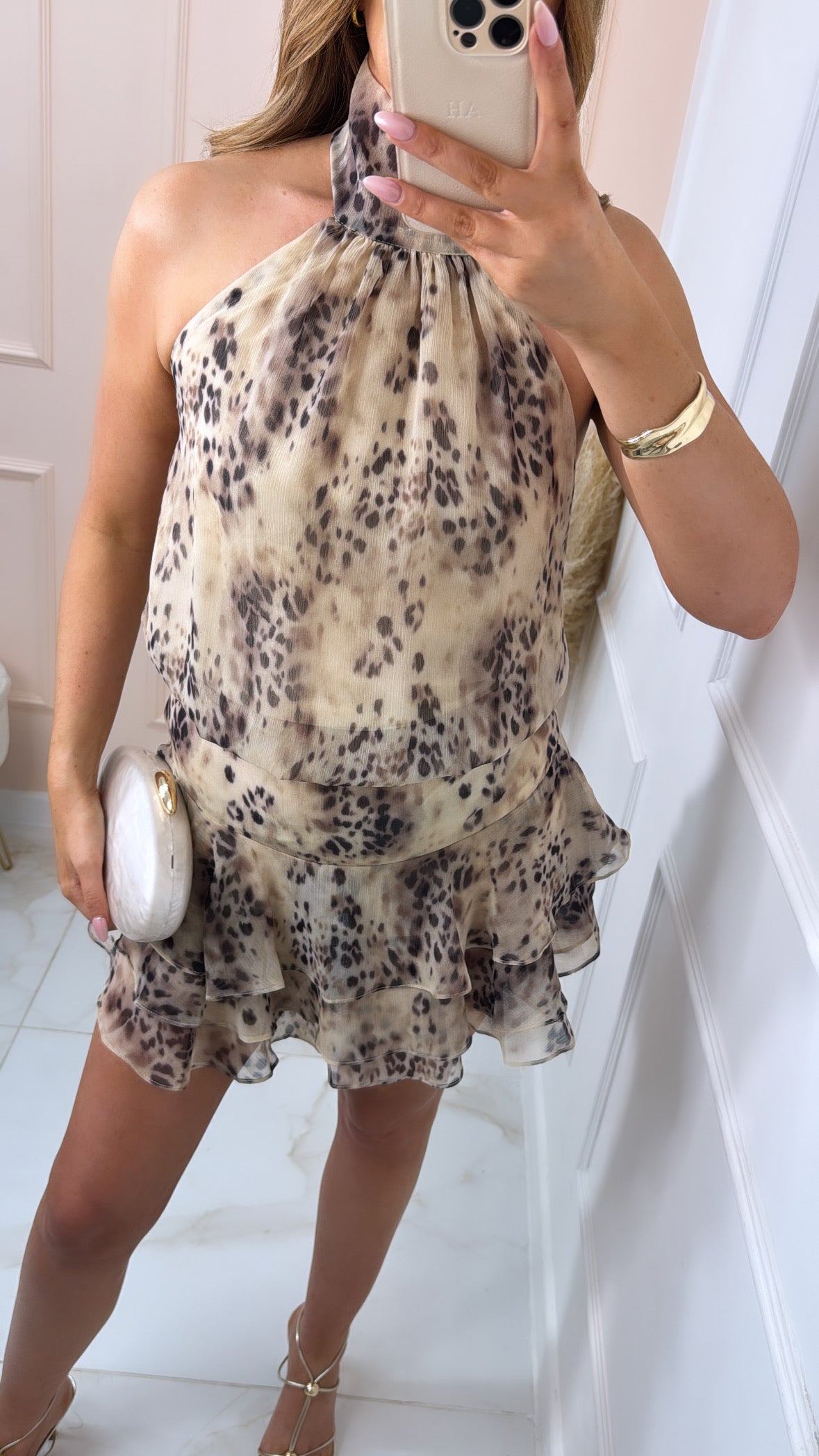 BILLIE beige leopard rara dress