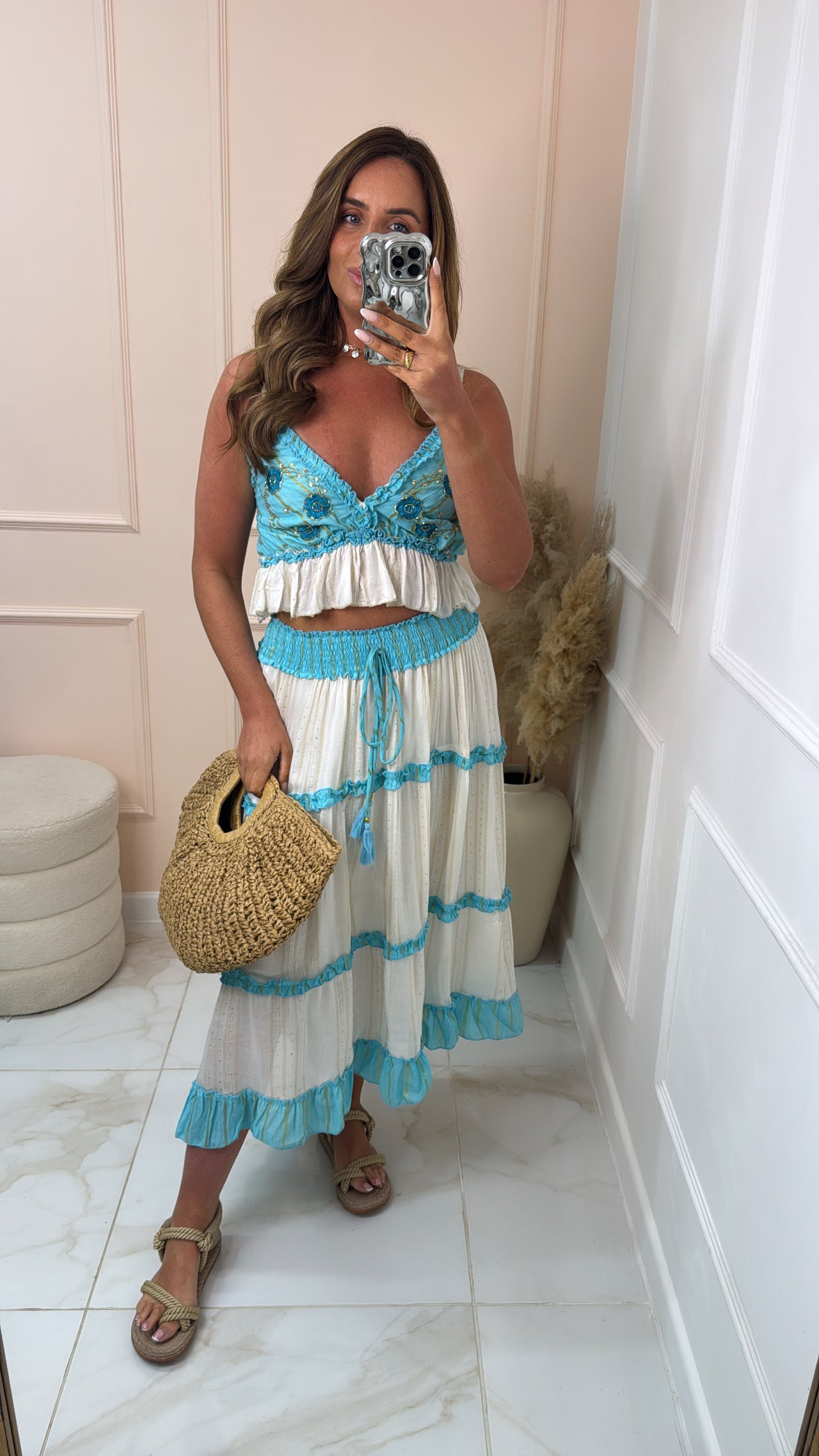 PHILLIPA turquoise gypsy skirt co-ord