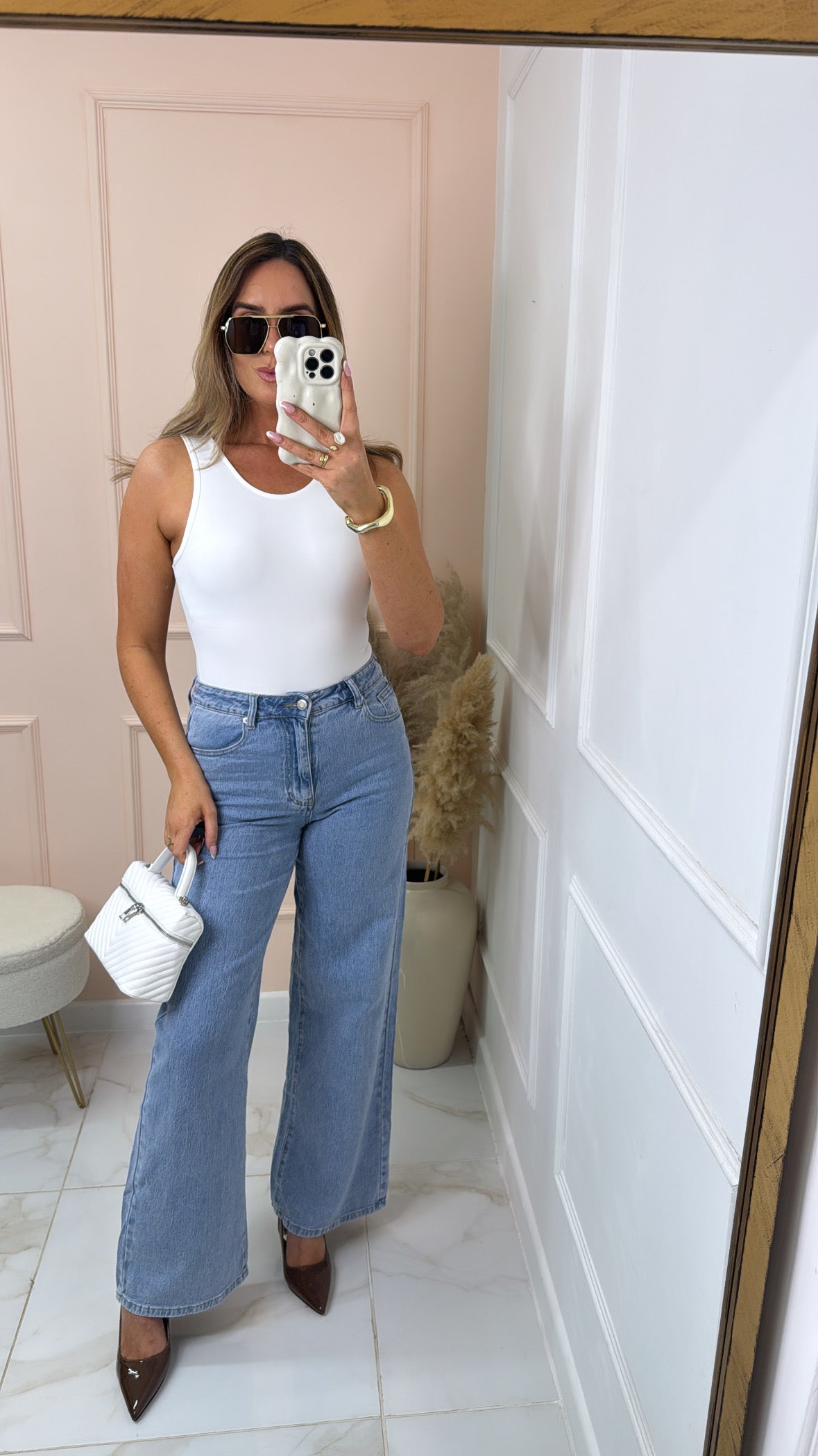 AURORA light wash straight leg dad jeans