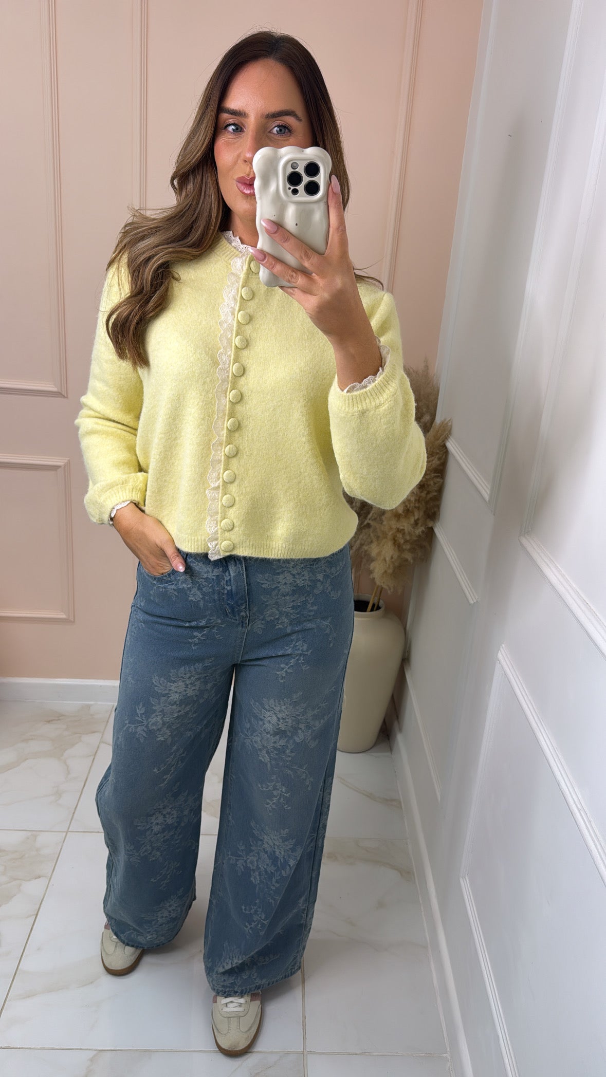WILLOW light blue floral print wide leg jeans