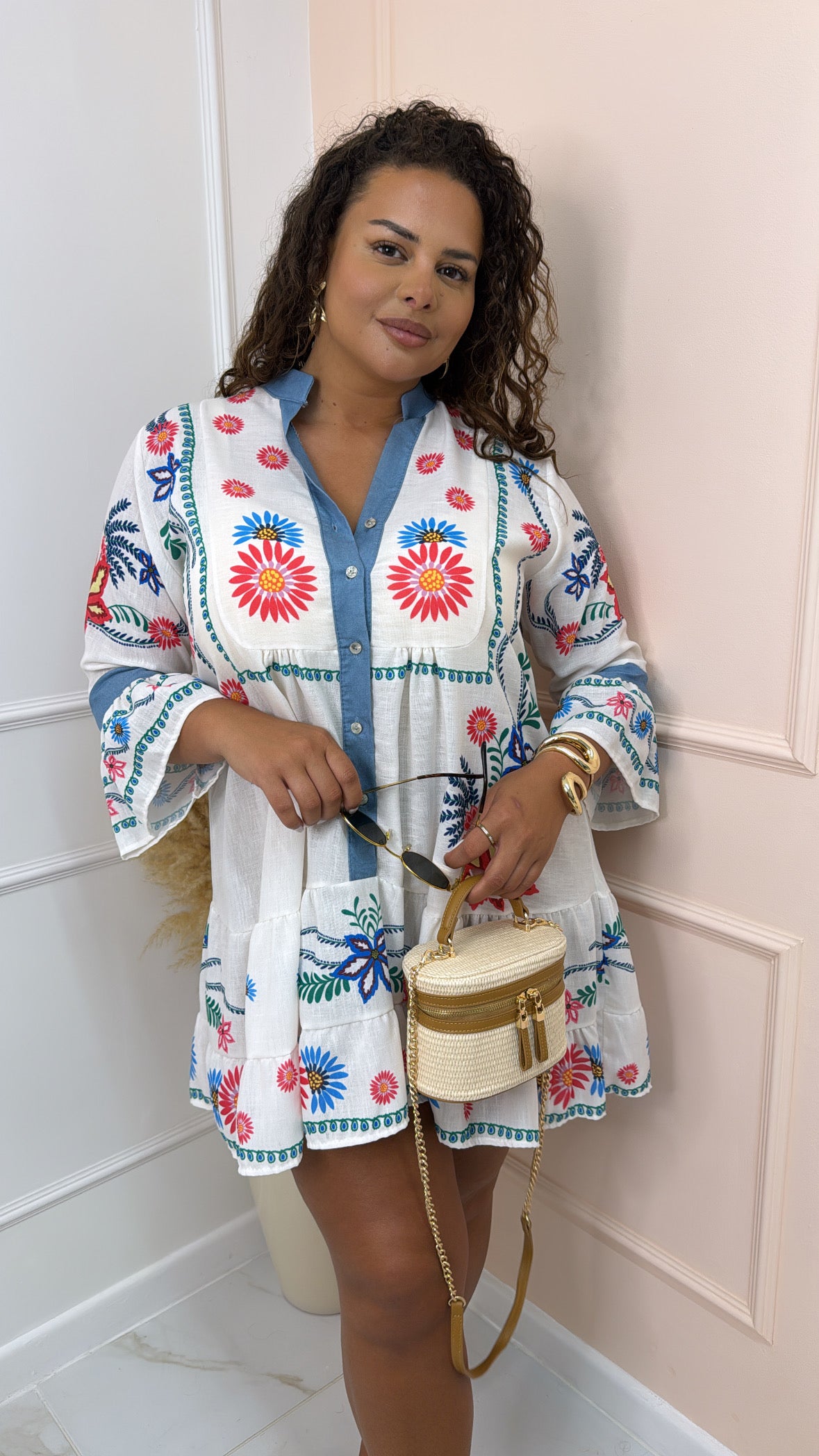 NELLIE floral tiered smock dress