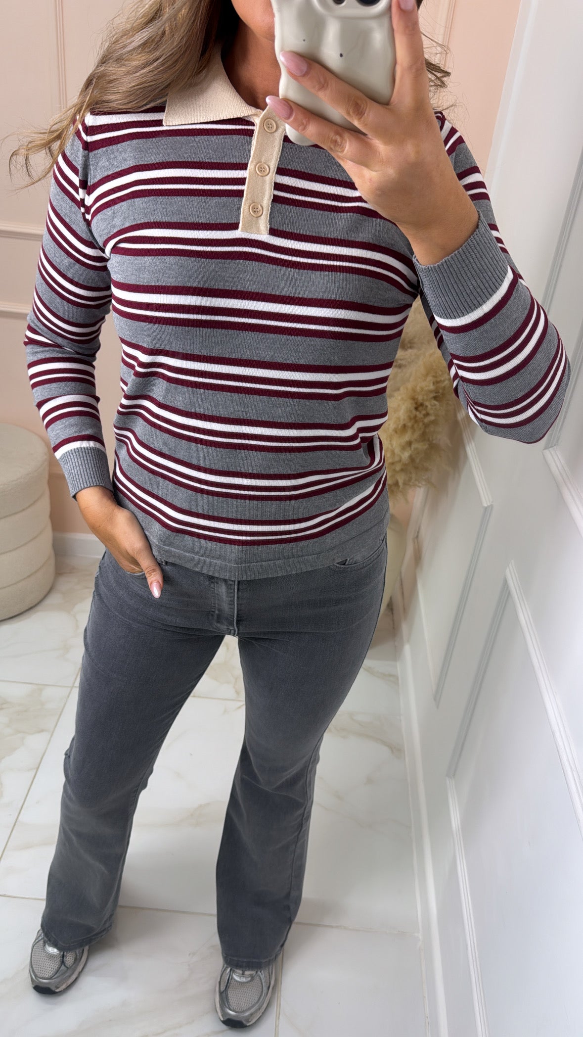 MAEVE grey wash flared leg jeans