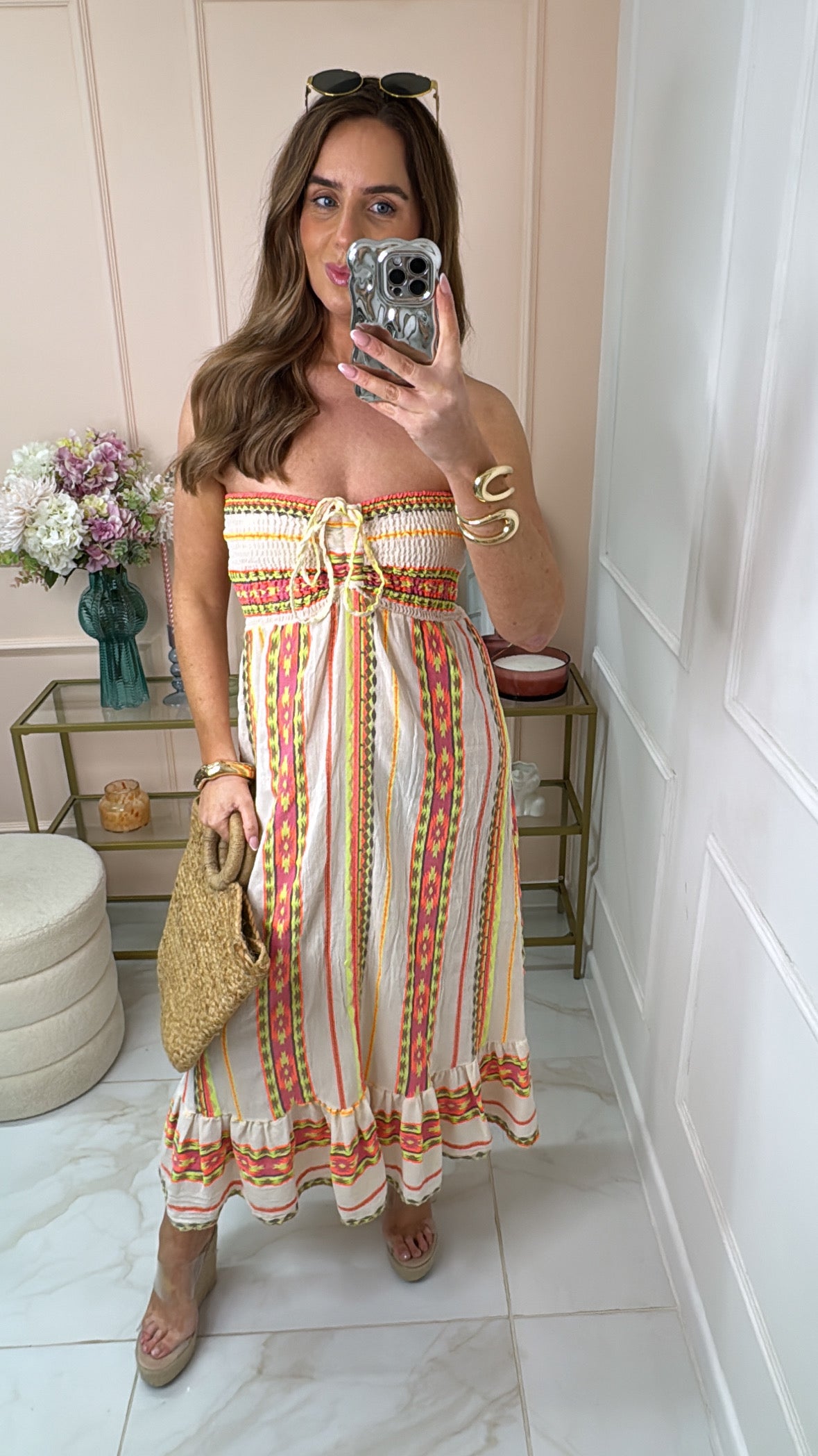 BEAU cream linen bandeau summer dress