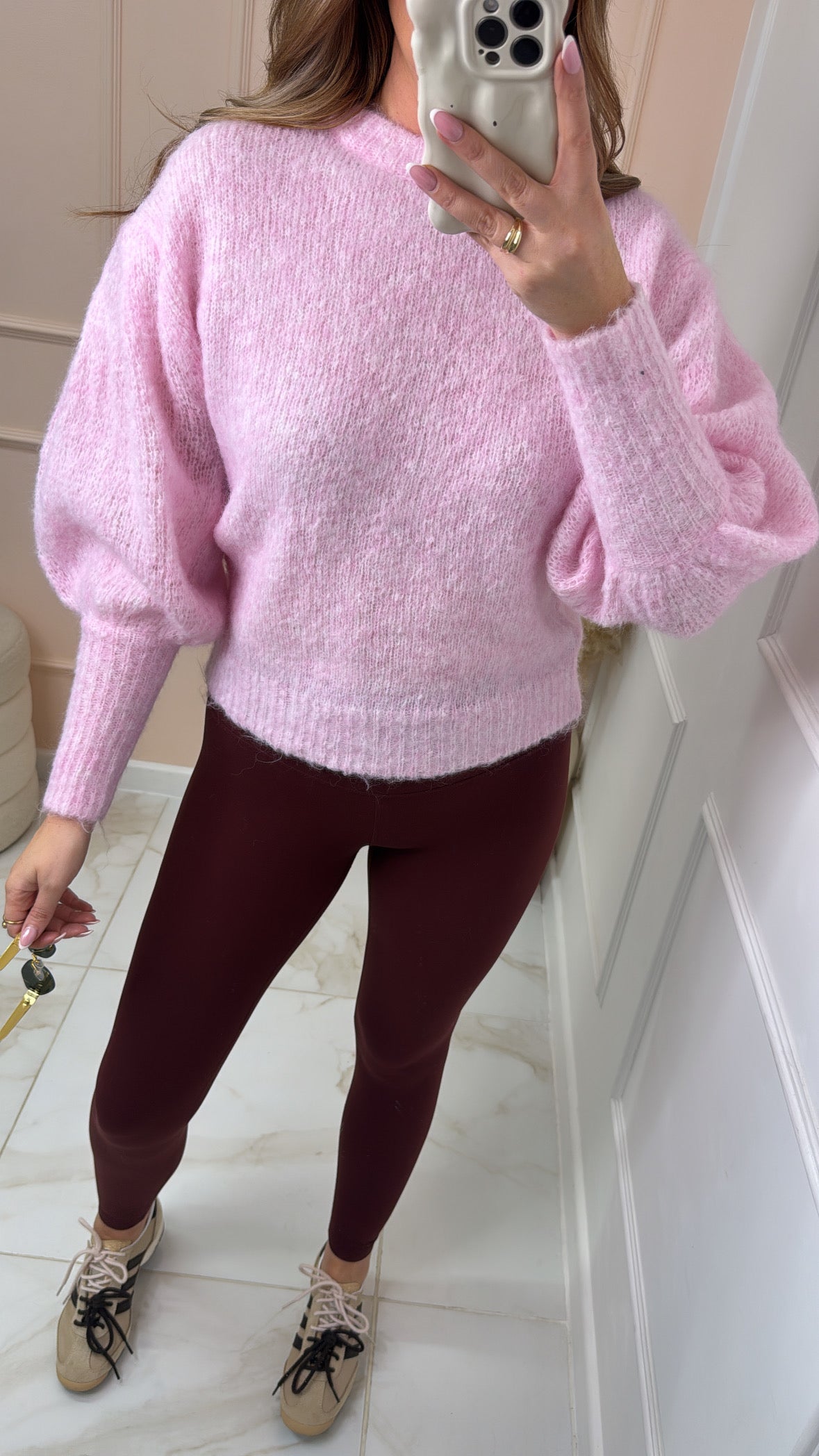 BOBBI pink puff sleeve jumper