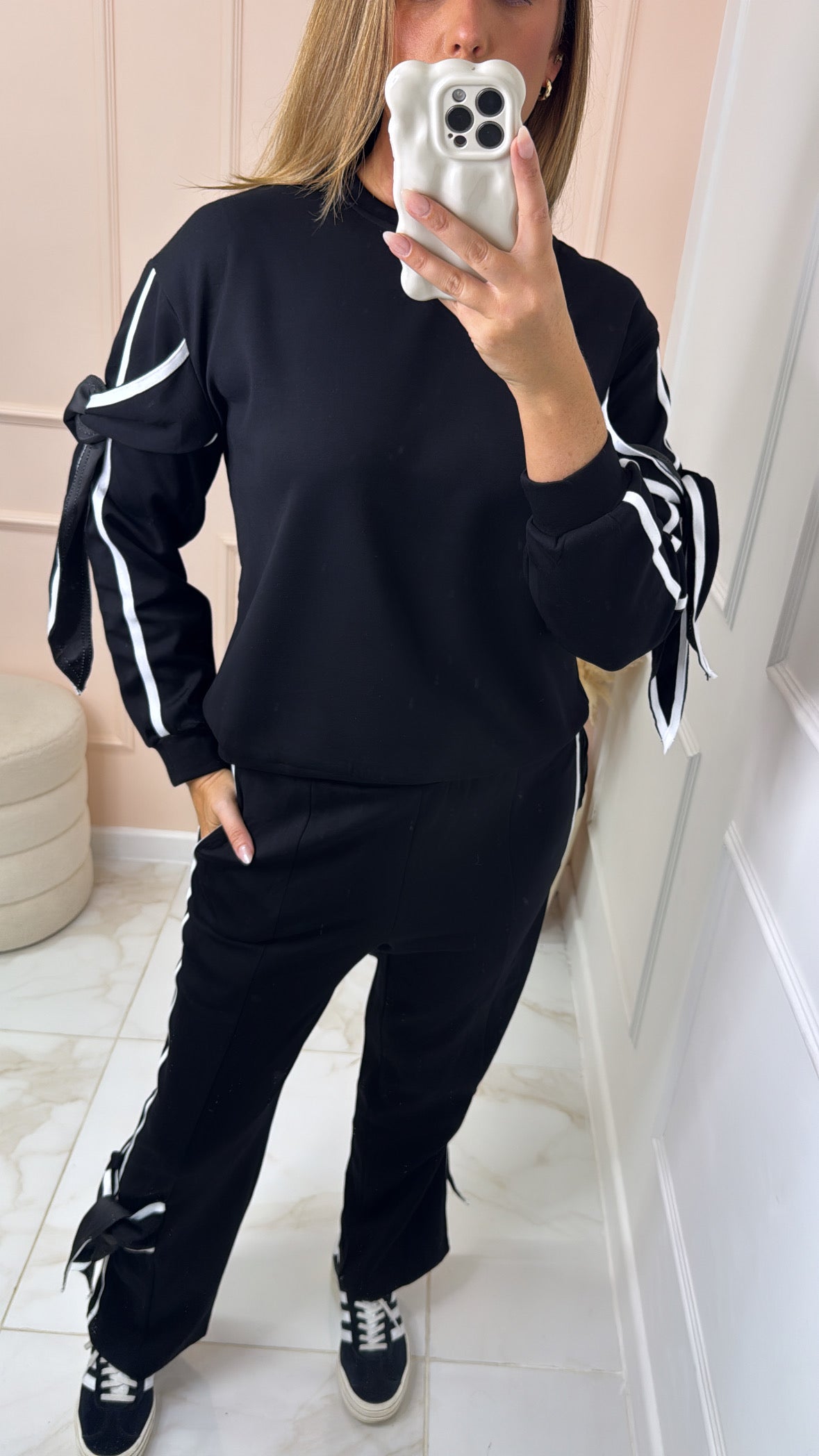 CHERYL black tie detail lounge set