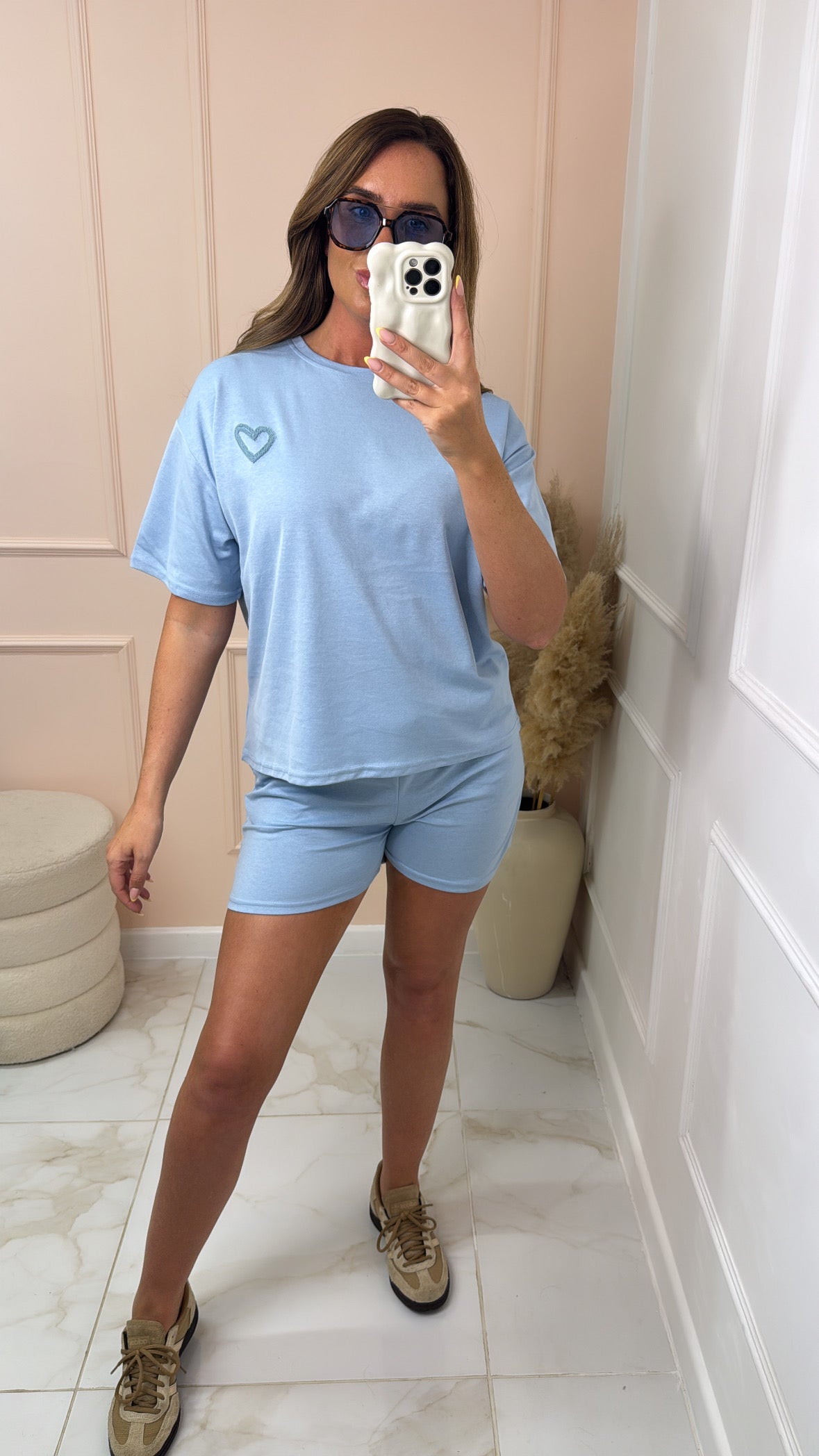 ADA blue heart motif short set