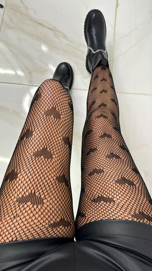RUBY heart fishnet tights