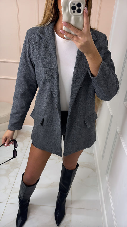 CARMEN grey tweed blend blazer