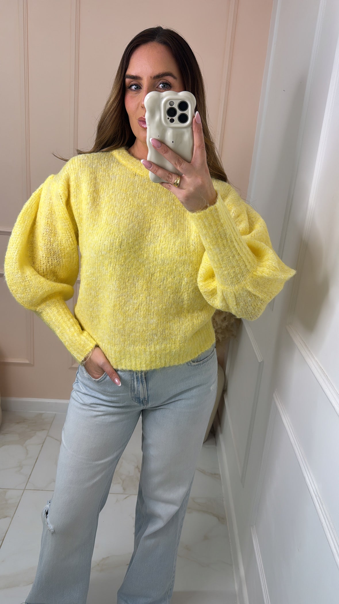 BOBBI yellow puff sleeve jumper