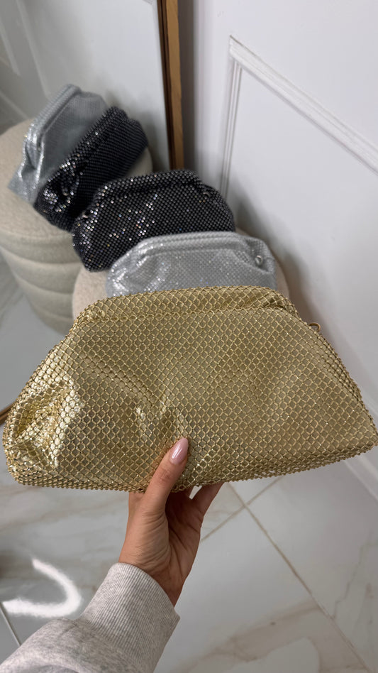 HAYLEY gold diamante clutch bag