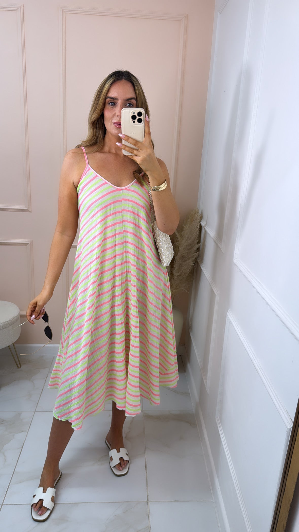 LORI pink stripe maxi dress