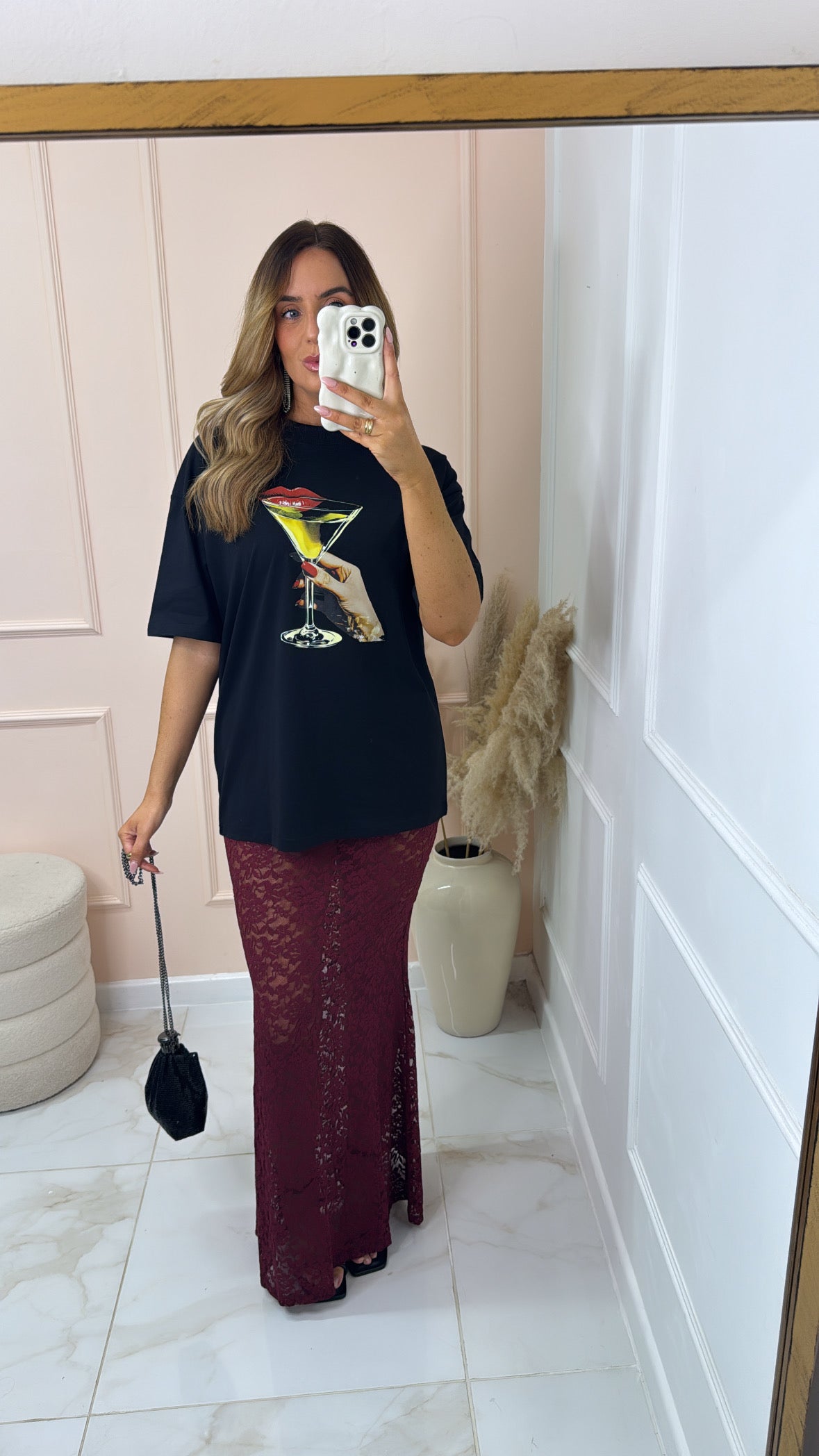 ANNAN black martini printed oversized t-shirt