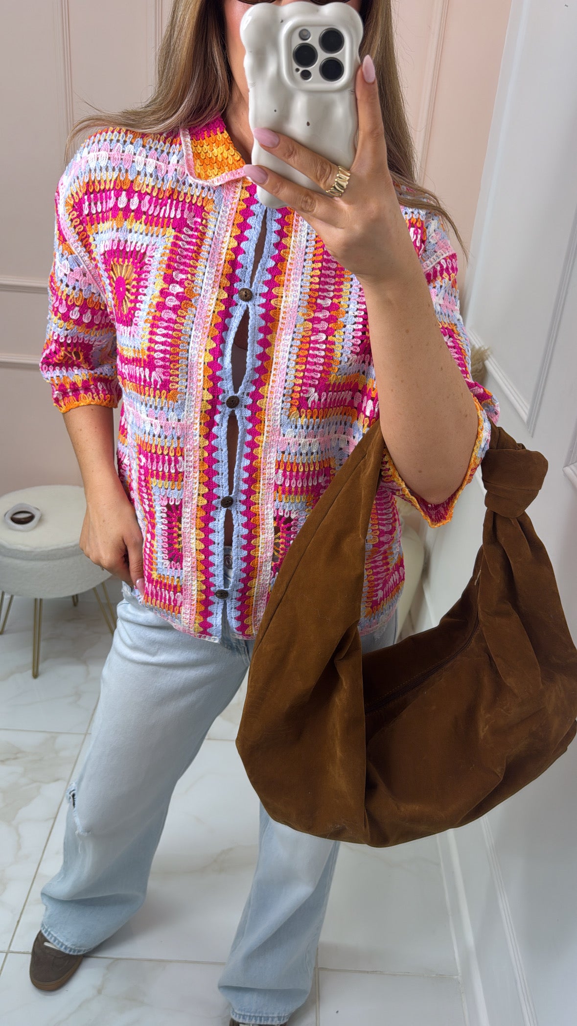 ELISE fuchsia boxy crochet top