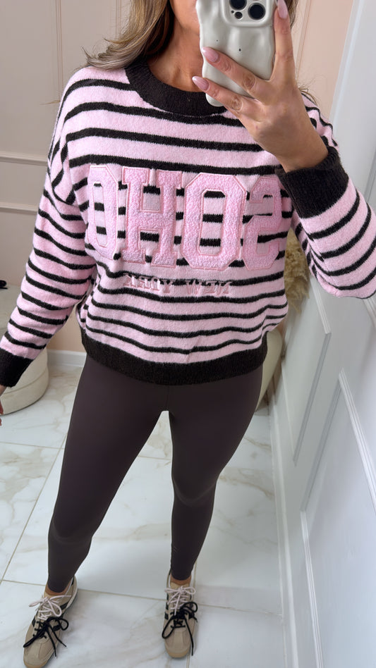 SOHO pink striped knit jumper