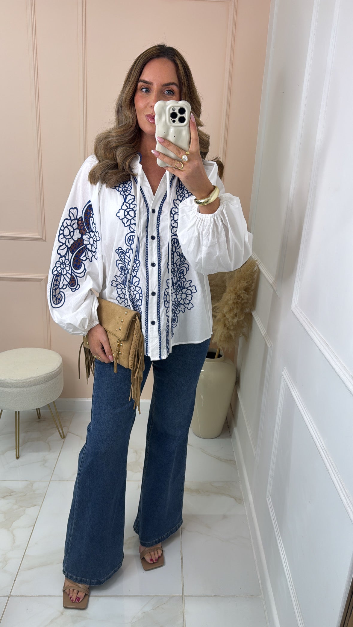 LOLA white embroidered blouse