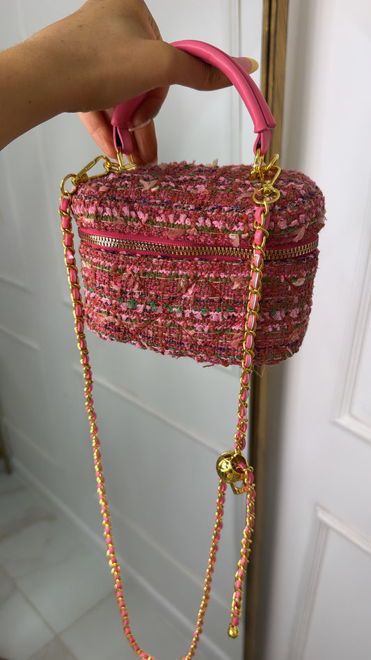 SIENNA pink tweed crossbody bag