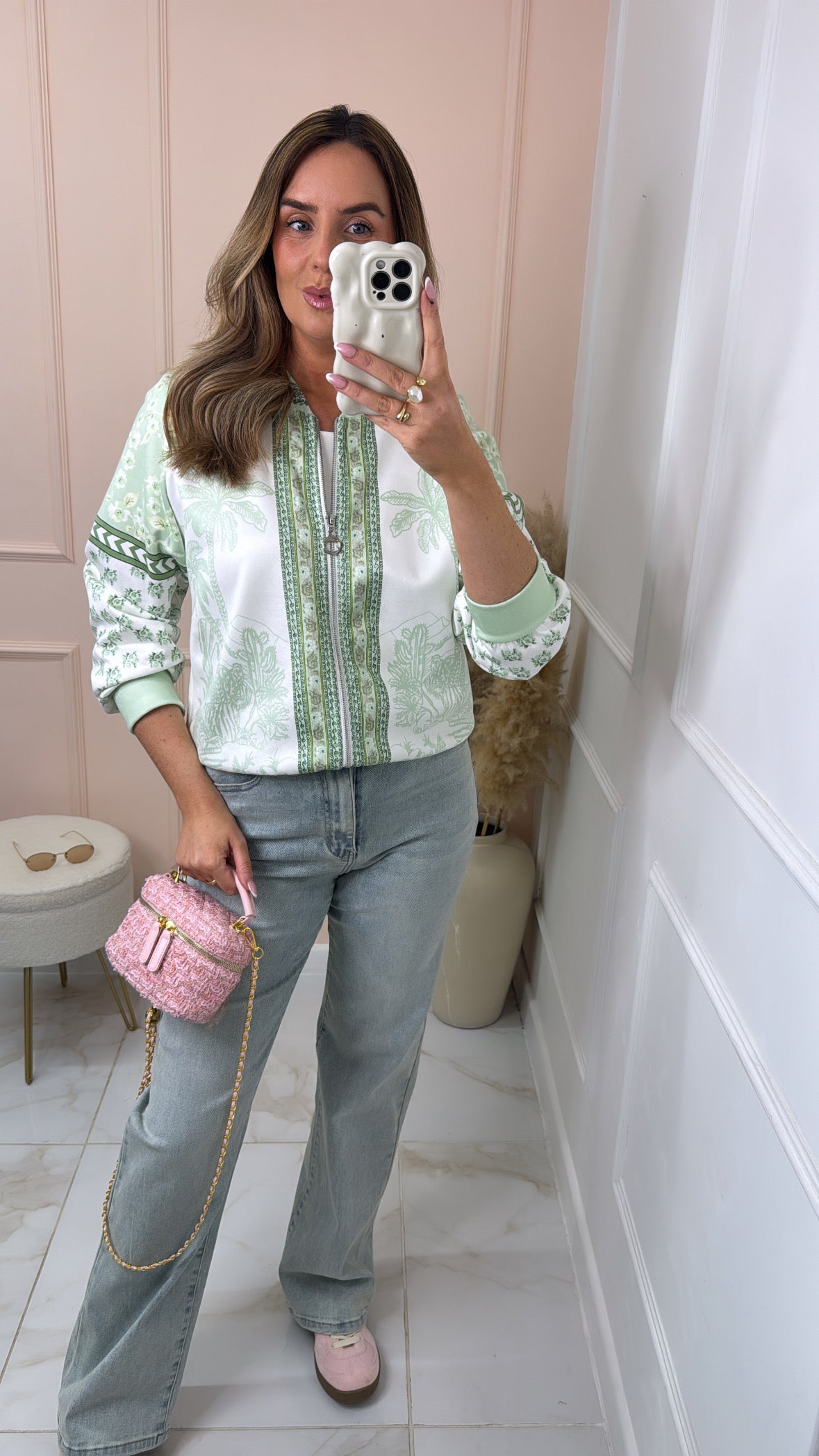DARYL mint printed bomber jacket