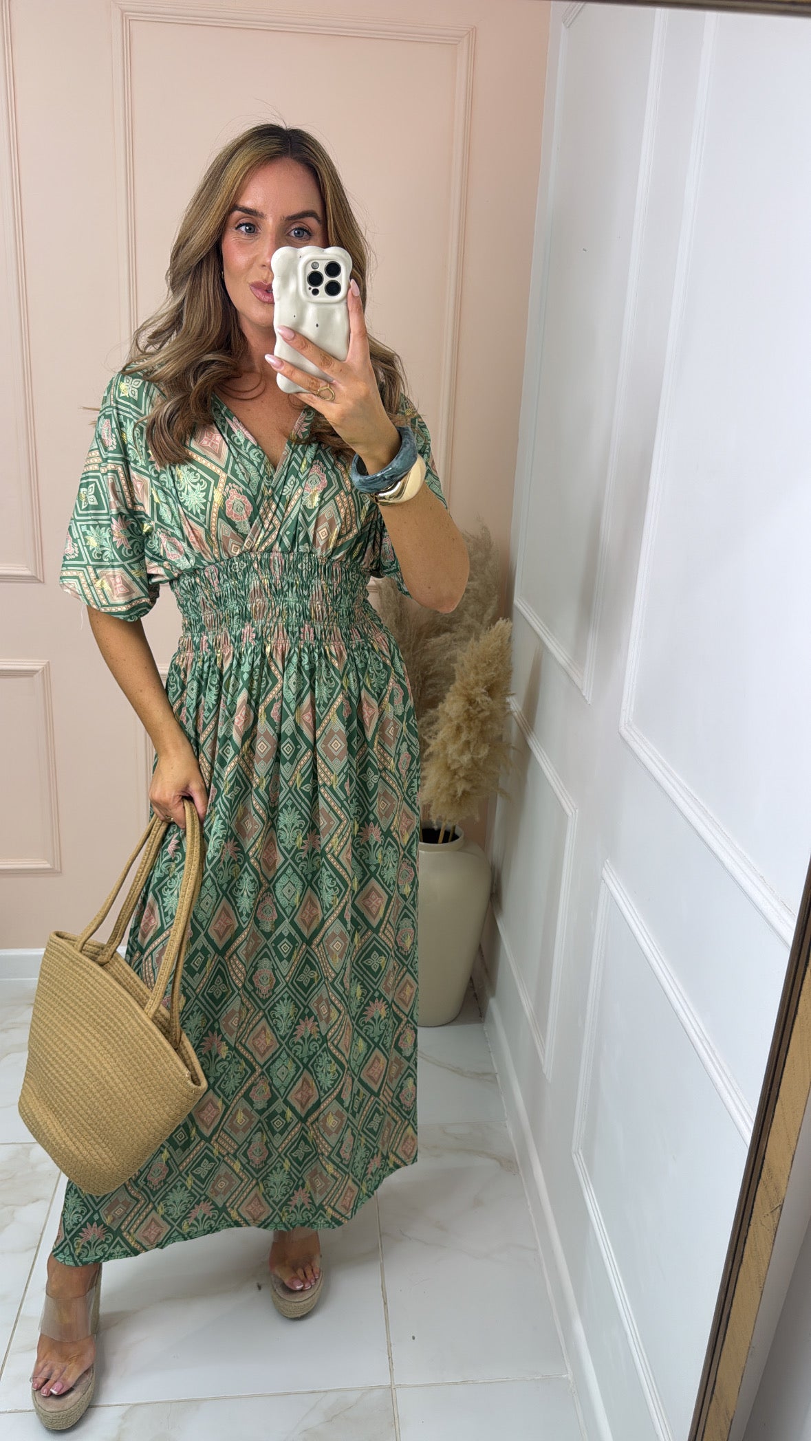 DAHLIA green printed maxi dress