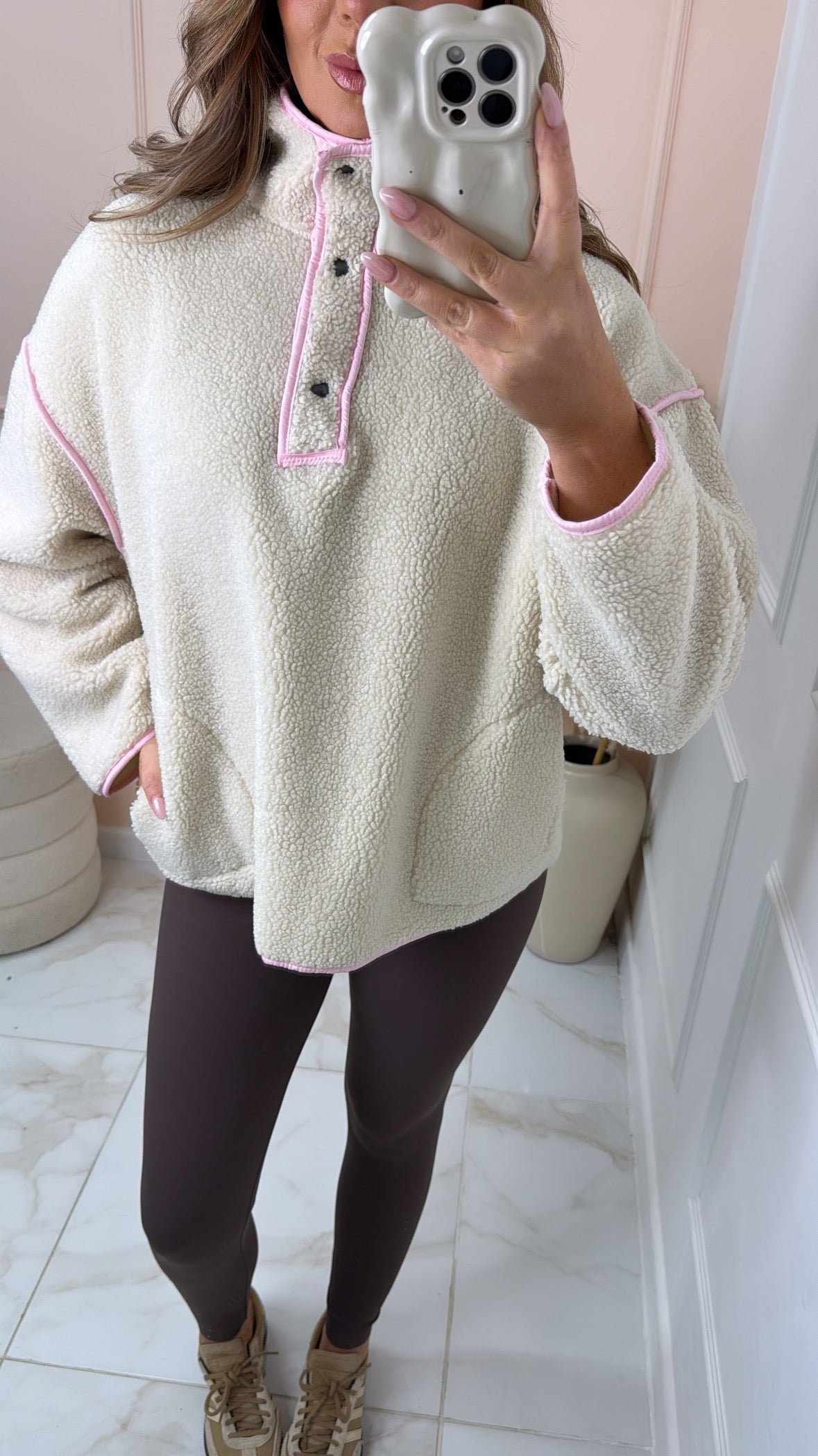 IZZY beige & pink teddy jacket