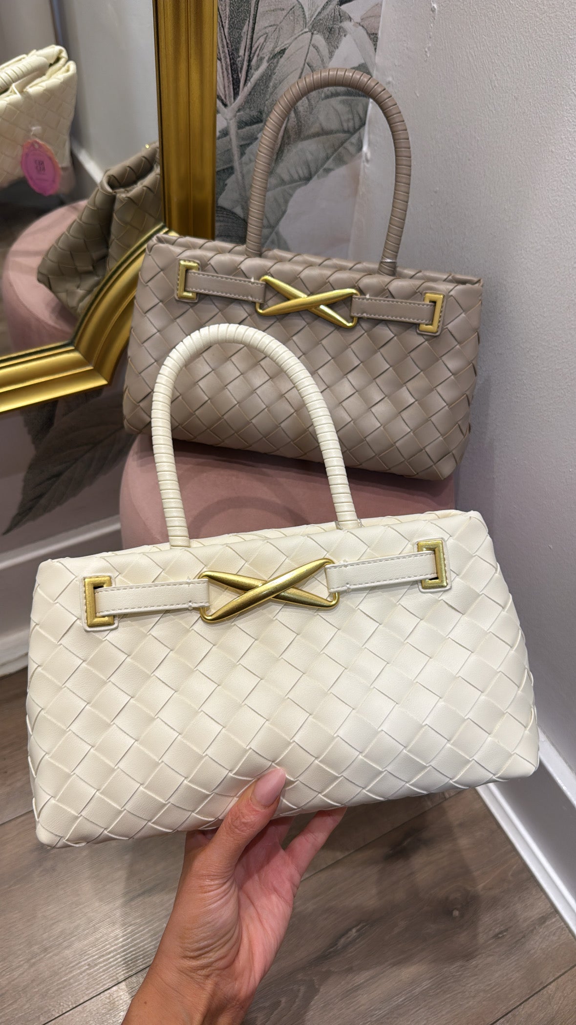 TILLY cream woven buckle grab bag