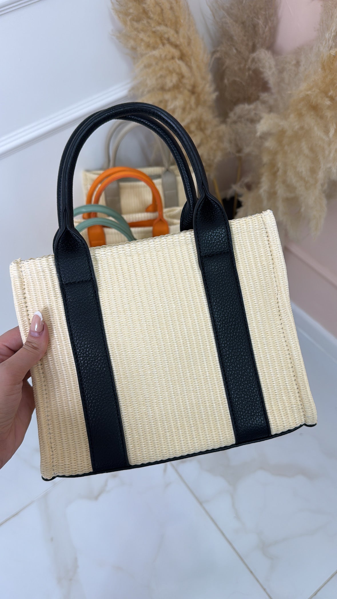 APRIL black woven tote bag